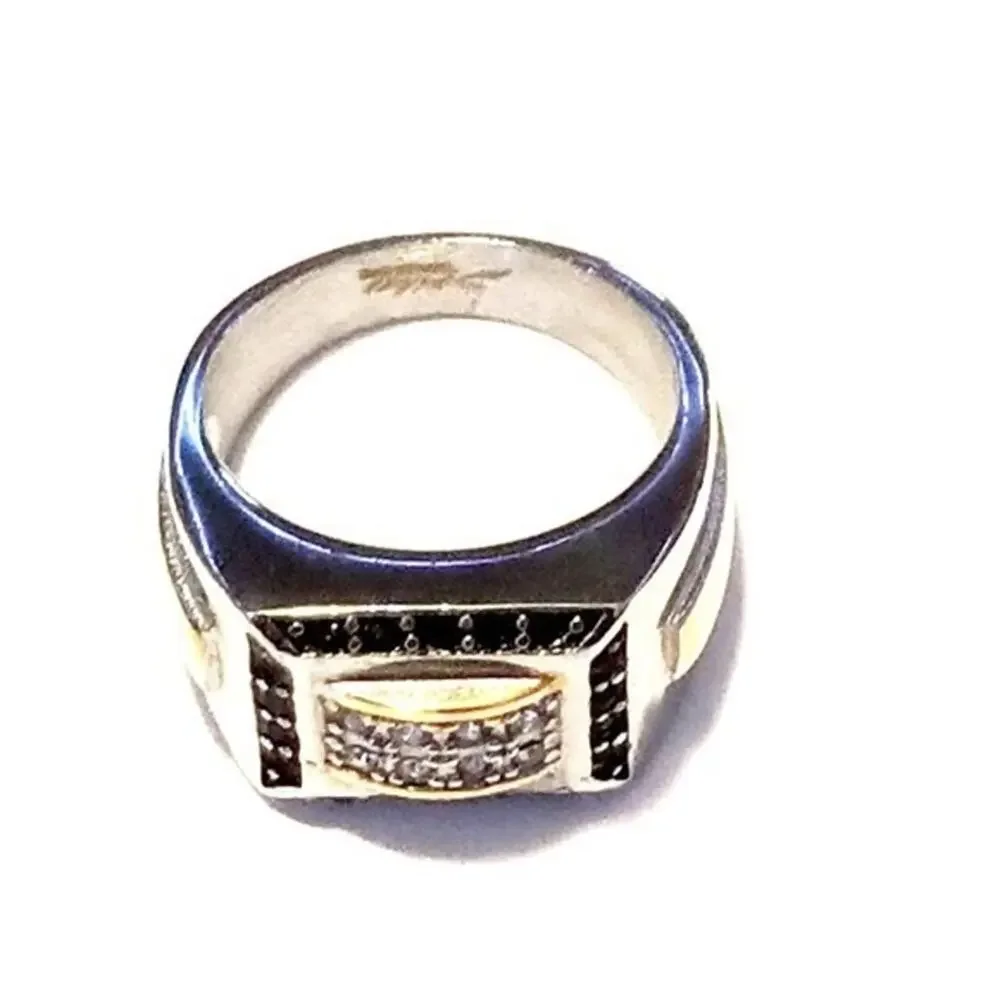 New 316L stainless steel ring with Cubic Zirconia silver gold‎ size 13